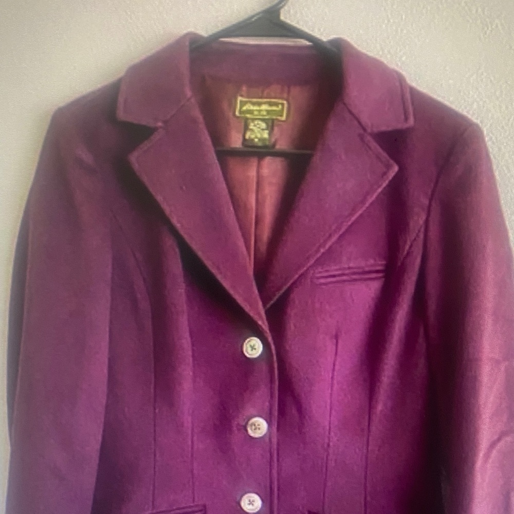 Eddie Bauer Womens Size Medium Wool Angora Rabbit Hair Purple Chic Career